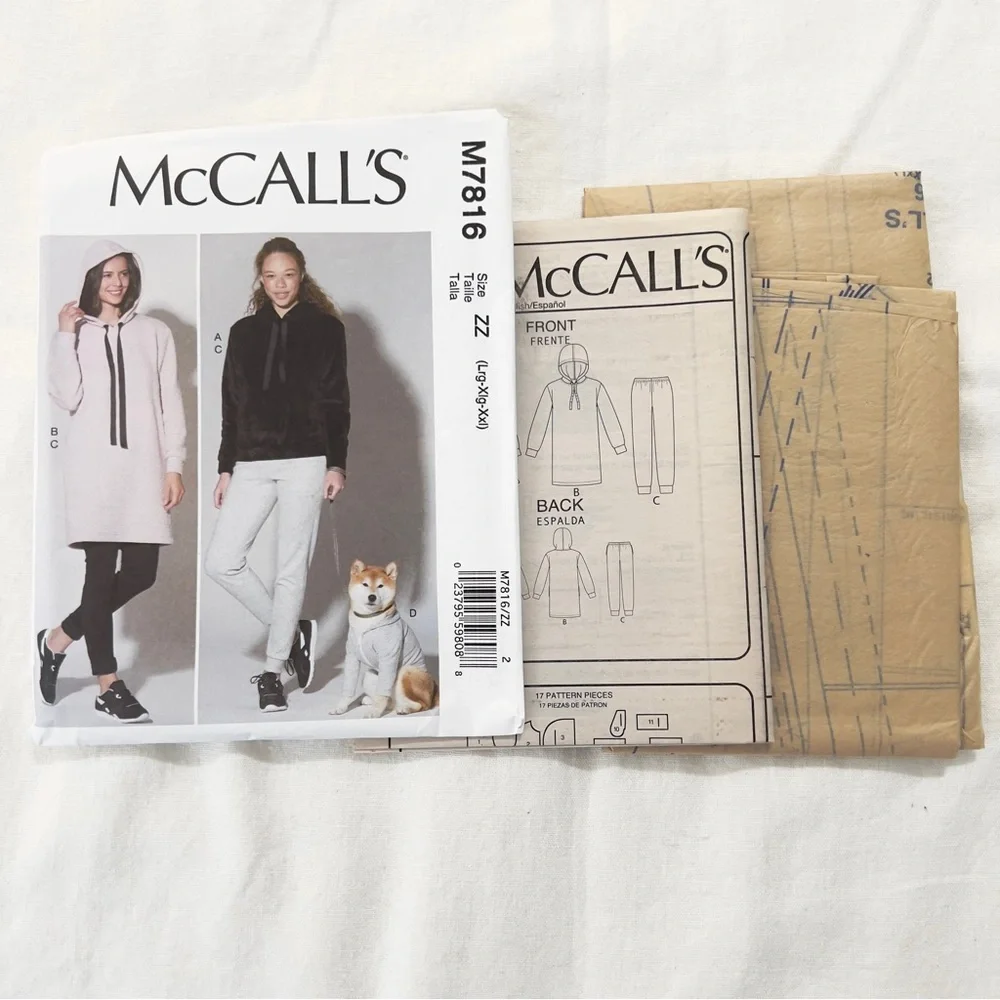 McCall’s M7816 Hoodie Set Pattern L-XXL Uncut Factory Folded